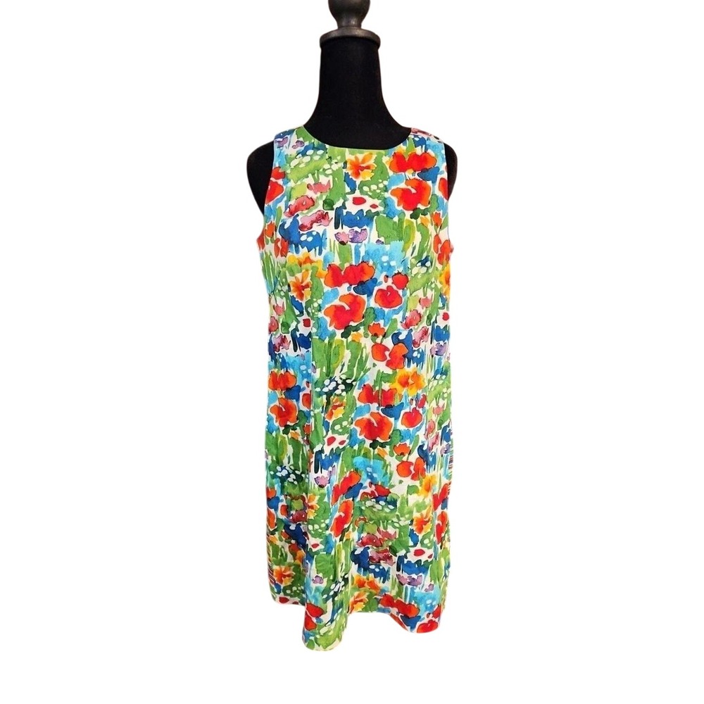 (A10)‎ London Times Floral Stripe Watercolor Sheath Dress 10 Multicolor Summer